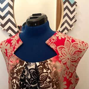 London Times MIDI Dress, Sleeveless, Size 14, Fitted, Multicolored